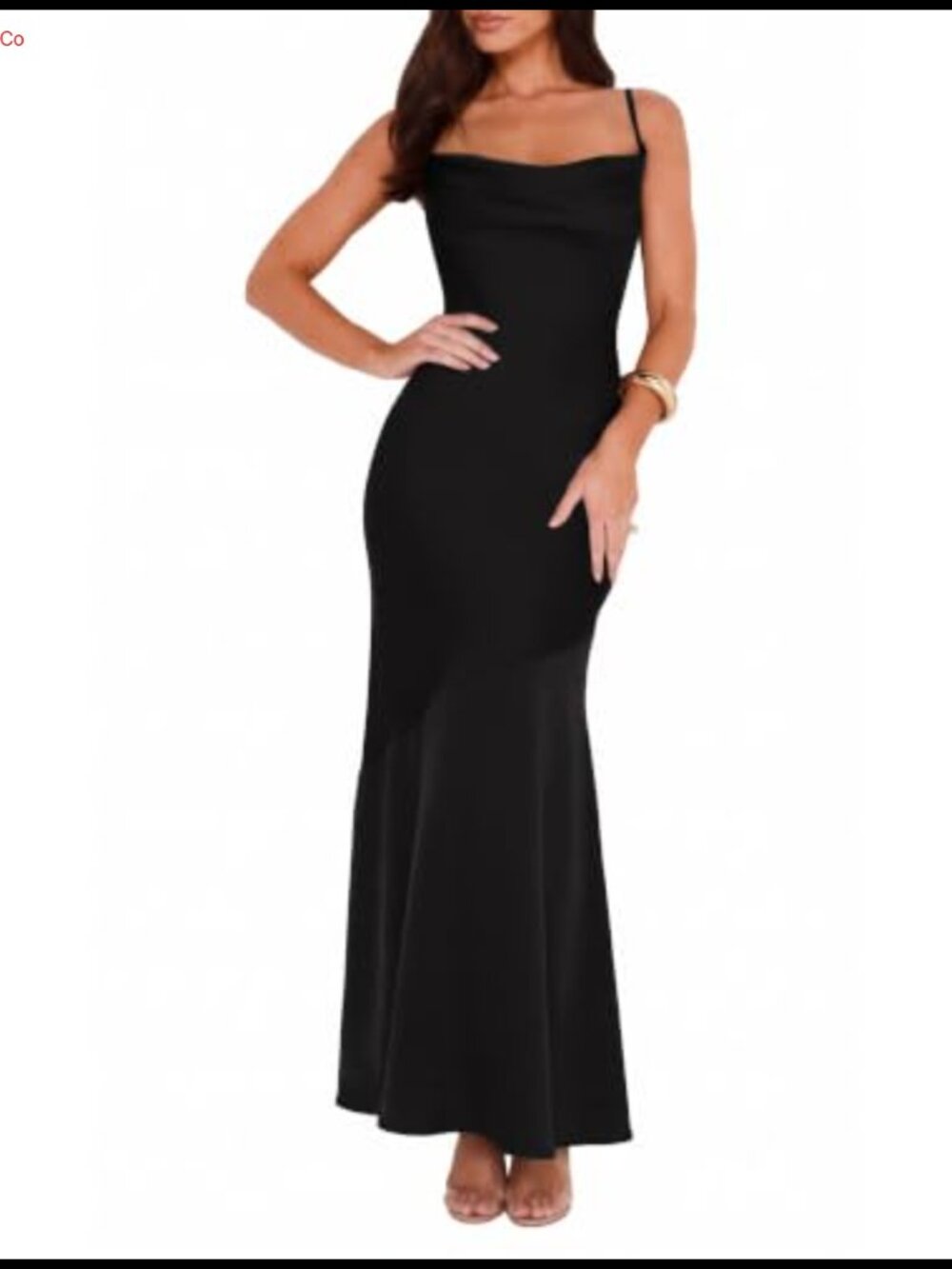 Satin Cowl Neck Backless Maxi Dress Women Mermaid Formal Wedding Guest